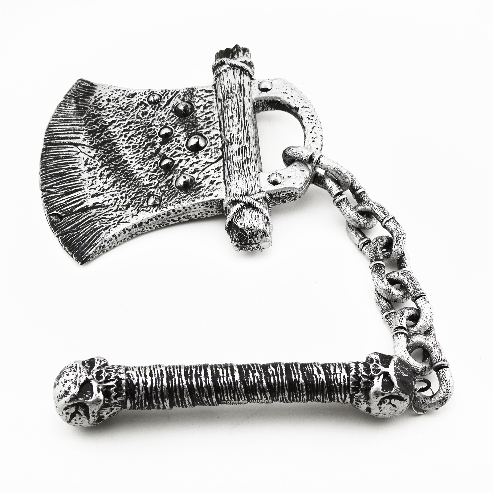 Plastic Grey Axe Chain Mace Toy Weapon Cosplay Halloween Costume